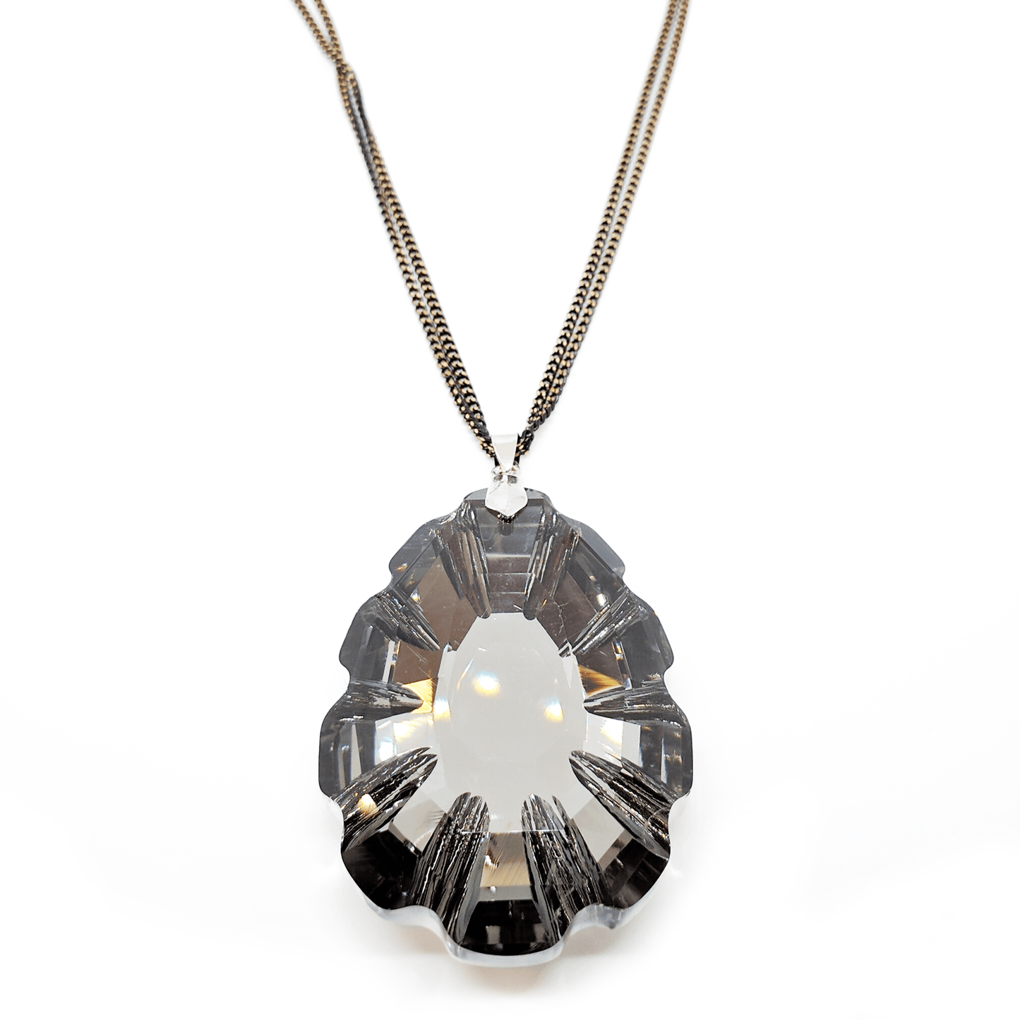 Collier sautoir chaîne couleur noir et or pendentif pierre fantaisie - Ultrabasic