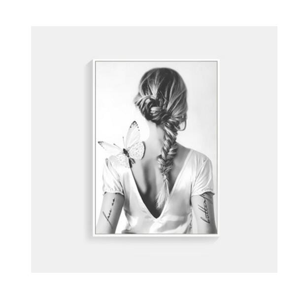 Gray Butterfly Girl Petal Love Posters And Prints Nordic Poster Wall Picture Canvas Art Wall Pictures For Living Room Unframed