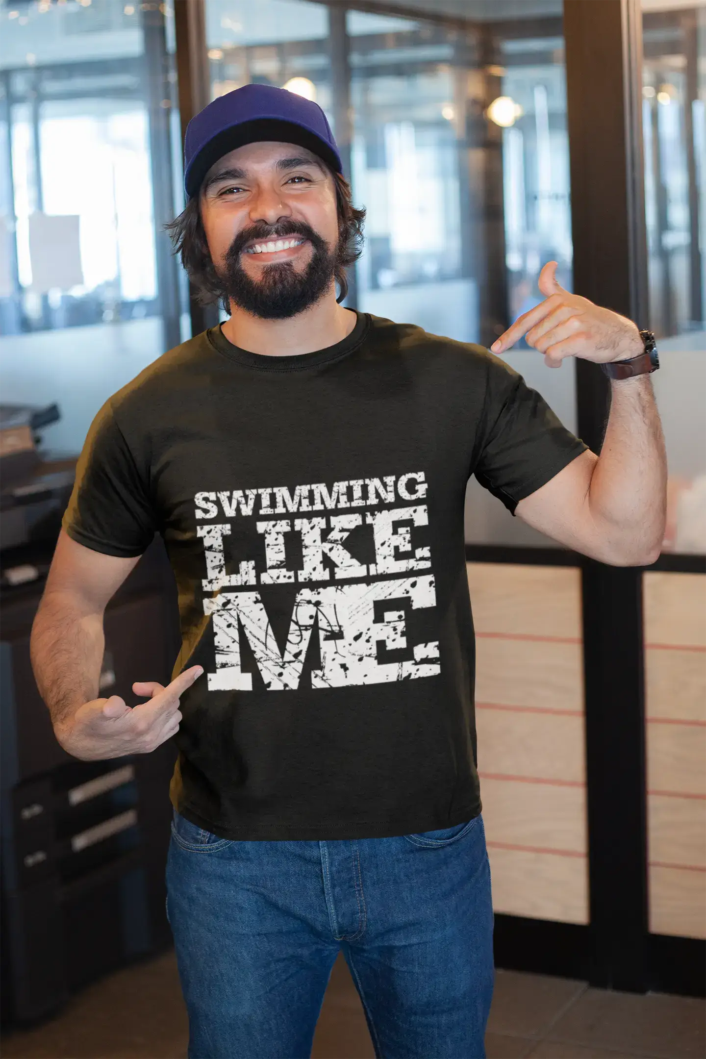 SWIMMING Like me, black, Men's Short Sleeve Round Neck T-shirt 00055