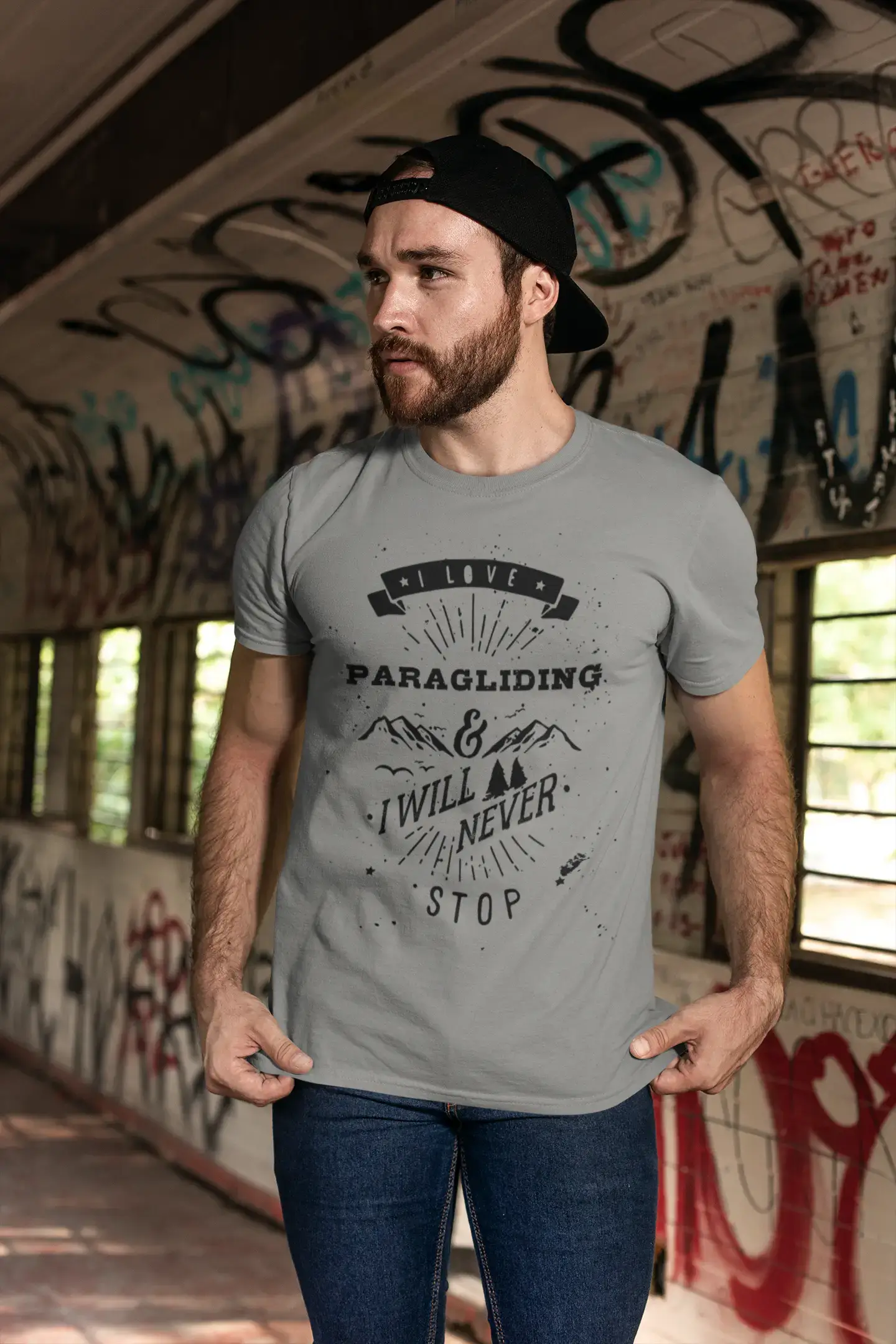 Paragliding I Love Extreme Sport, Tshirt Homme, Gris Tshirt, Cadeau Homme