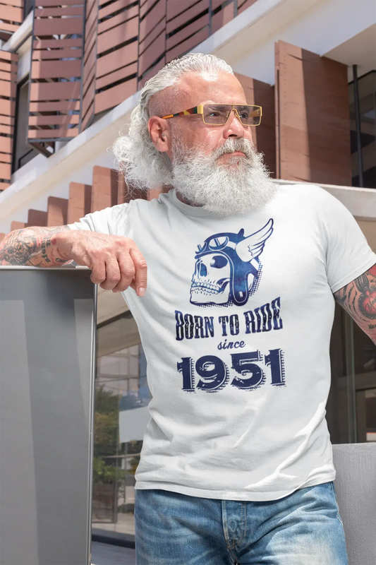 1951, Born to Ride Since 1951 Men's T-shirt White Birthday Gift 00494