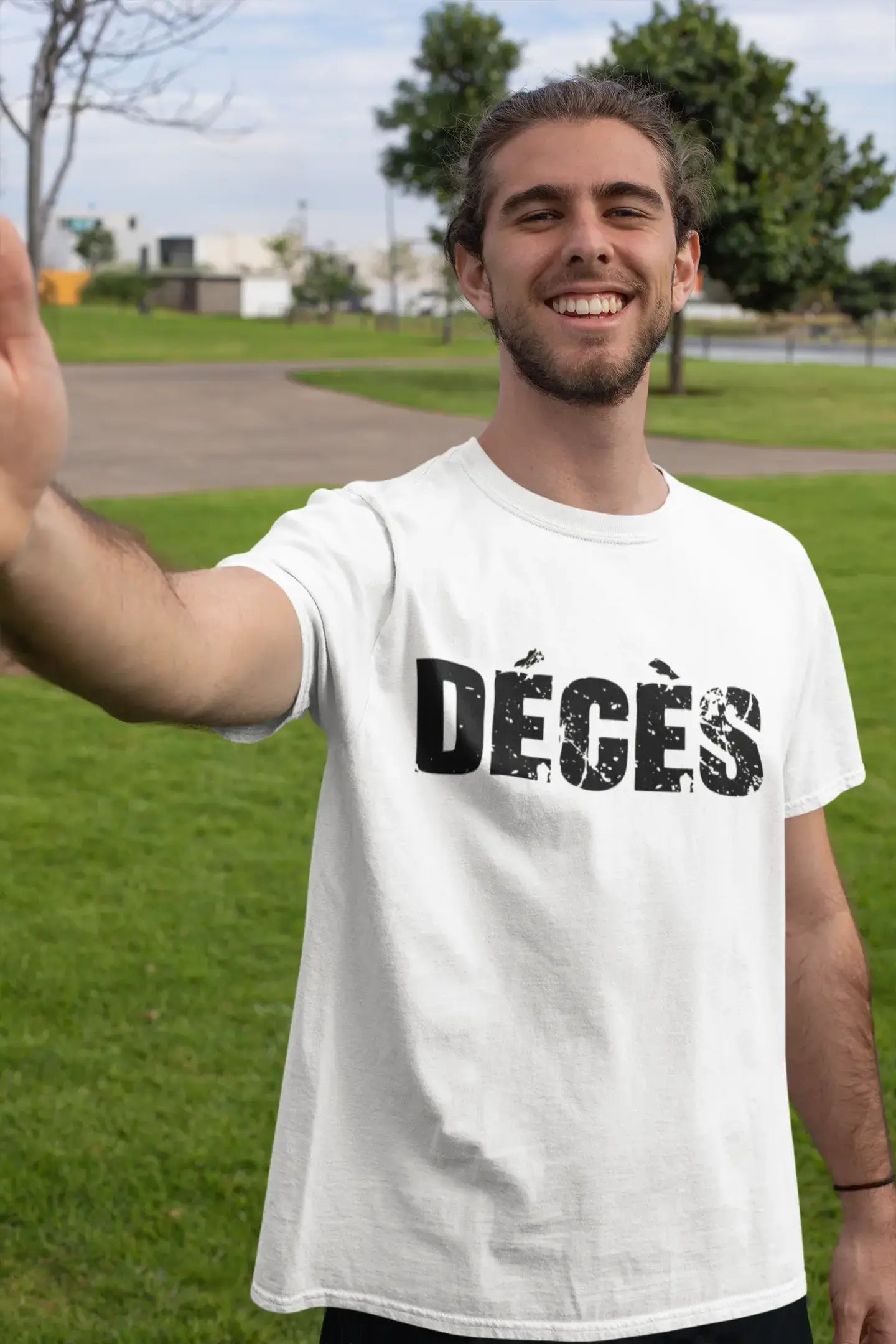 Men's Tee Shirt Vintage T shirt Décés X-Small White 00561