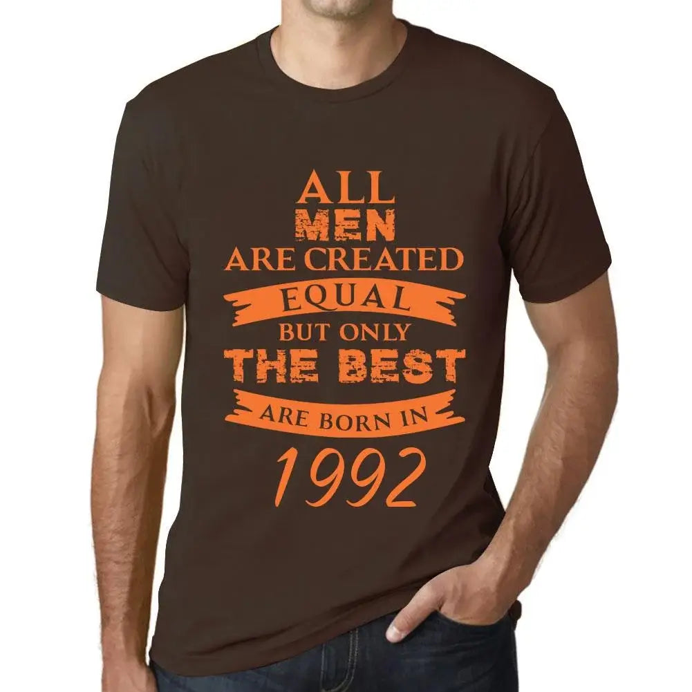 Men's Graphic T-Shirt All Men Are Created Equal but Only the Best Are Born in 1992 32nd Birthday Anniversary 32 Year Old Gift 1992 Vintage Eco-Friendly Short Sleeve Novelty Tee