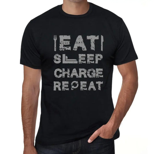 Men's Graphic T-Shirt Eat Sleep Charge Repeat Eco-Friendly Limited Edition Short Sleeve Tee-Shirt Vintage Birthday Gift Novelty