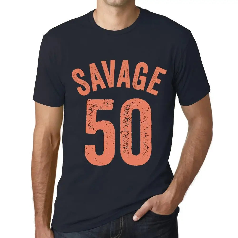 Men's Graphic T-Shirt Savage 50 50th Birthday Anniversary 50 Year Old Gift 1974 Vintage Eco-Friendly Short Sleeve Novelty Tee