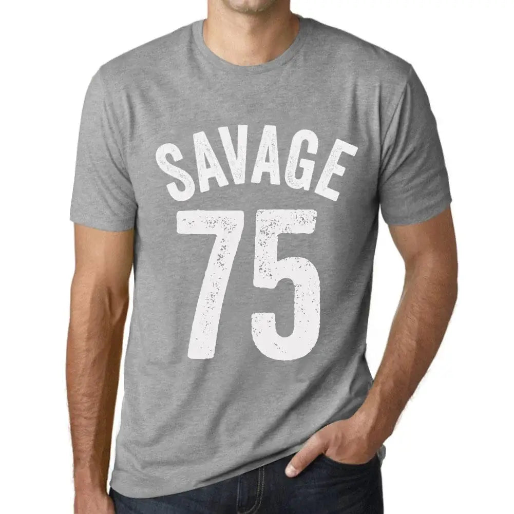 Men's Graphic T-Shirt Savage 75 75th Birthday Anniversary 75 Year Old Gift 1949 Vintage Eco-Friendly Short Sleeve Novelty Tee