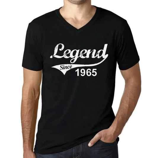 Men's Graphic T-Shirt V Neck Legend Since 1965 59th Birthday Anniversary 59 Year Old Gift 1965 Vintage Eco-Friendly Short Sleeve Novelty Tee
