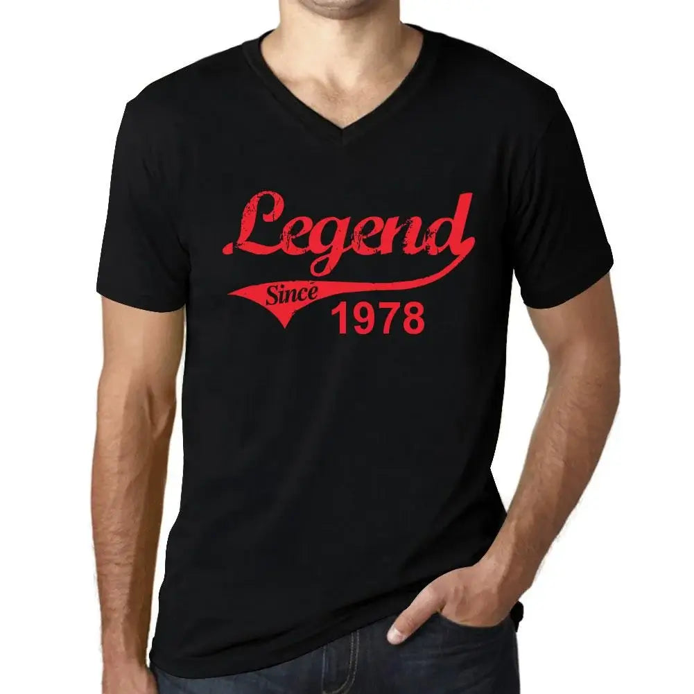 Men's Graphic T-Shirt V Neck Legend Since 1978 46th Birthday Anniversary 46 Year Old Gift 1978 Vintage Eco-Friendly Short Sleeve Novelty Tee