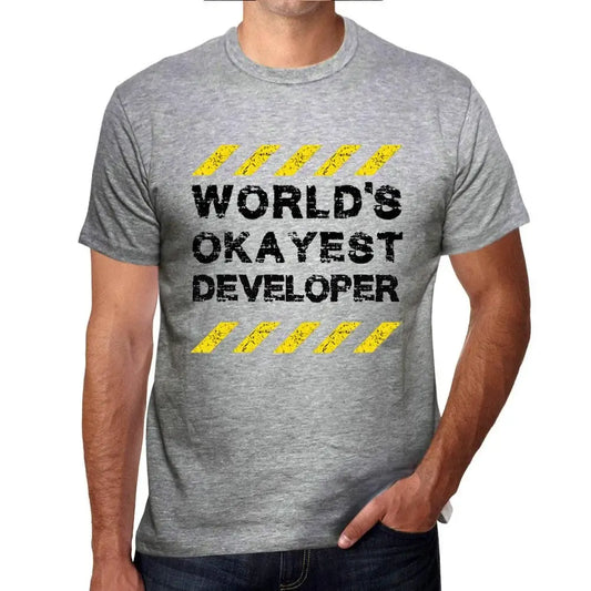 Men's Graphic T-Shirt Worlds Okayest Developer Eco-Friendly Limited Edition Short Sleeve Tee-Shirt Vintage Birthday Gift Novelty