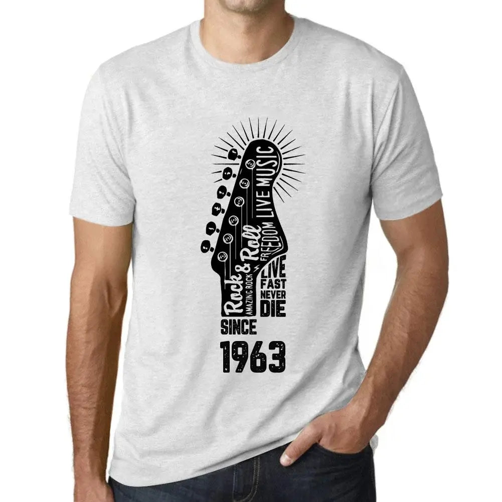 Men's Graphic T-Shirt Live Fast, Never Die Guitar and Rock & Roll Since 1963 61st Birthday Anniversary 61 Year Old Gift 1963 Vintage Eco-Friendly Short Sleeve Novelty Tee