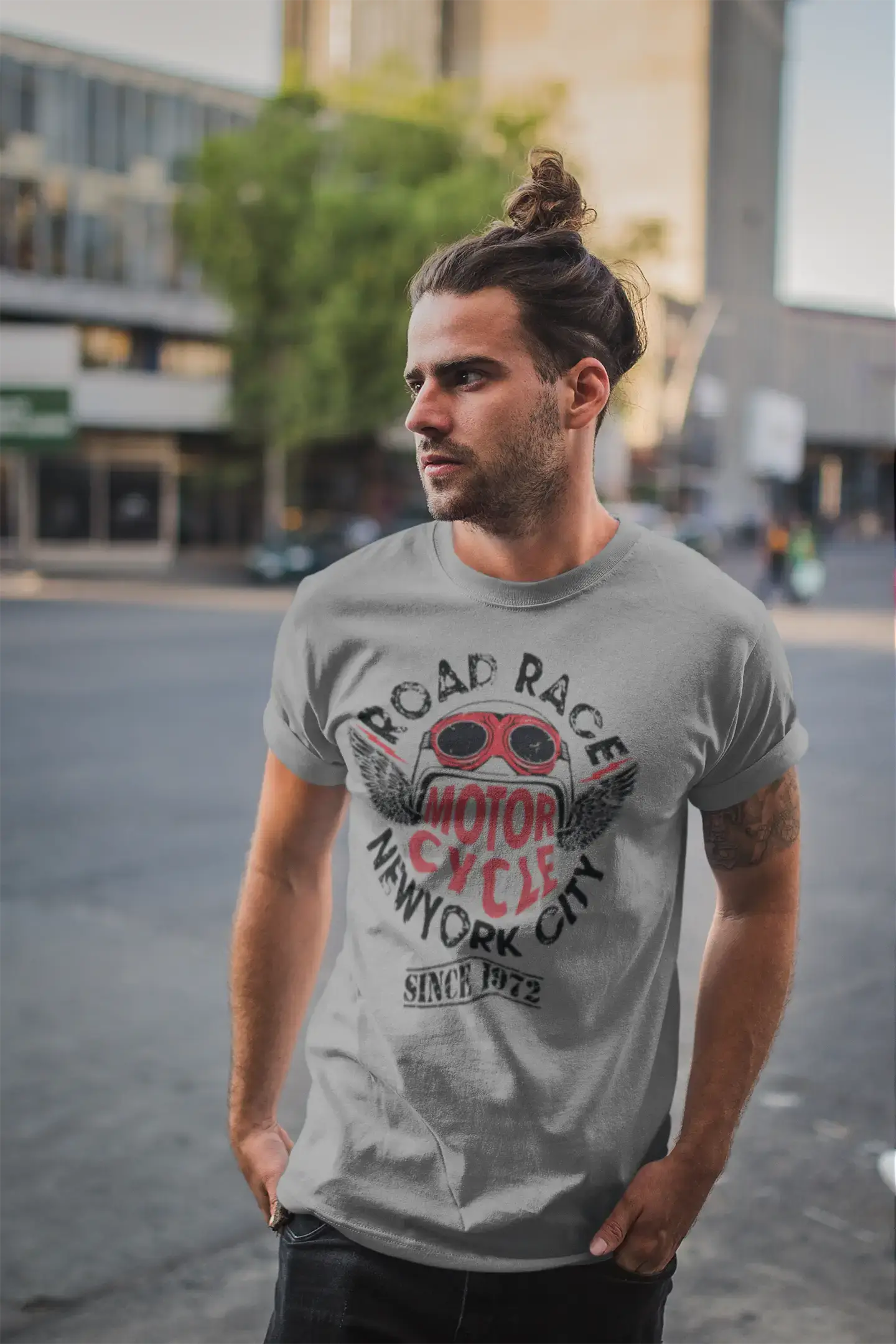 Men's Graphic T-Shirt Road Race Since 1972 Grey Marl