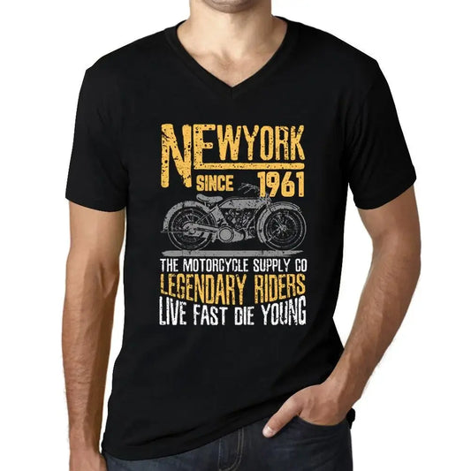 Men's Graphic T-Shirt V Neck Motorcycle Legendary Riders Since 1961 63rd Birthday Anniversary 63 Year Old Gift 1961 Vintage Eco-Friendly Short Sleeve Novelty Tee