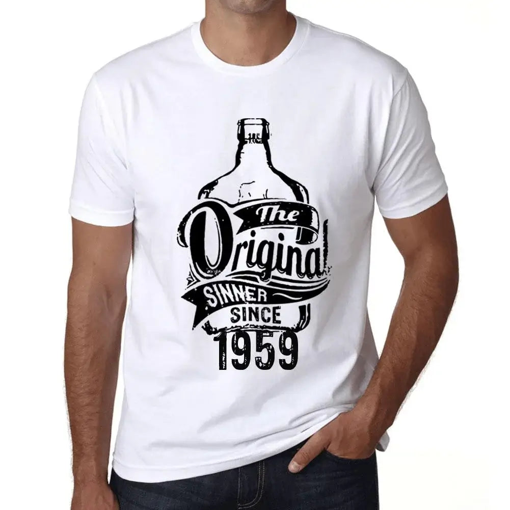 Men's Graphic T-Shirt The Original Sinner Since 1959 65th Birthday Anniversary 65 Year Old Gift 1959 Vintage Eco-Friendly Short Sleeve Novelty Tee