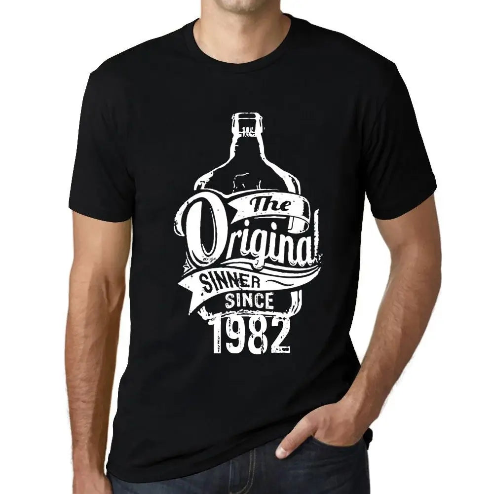 Men's Graphic T-Shirt The Original Sinner Since 1982 42nd Birthday Anniversary 42 Year Old Gift 1982 Vintage Eco-Friendly Short Sleeve Novelty Tee