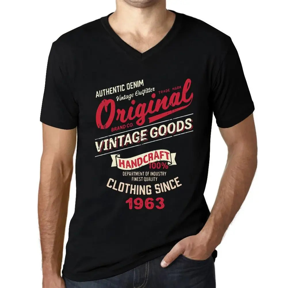 Men's Graphic T-Shirt V Neck Original Vintage Clothing Since 1963 61st Birthday Anniversary 61 Year Old Gift 1963 Vintage Eco-Friendly Short Sleeve Novelty Tee