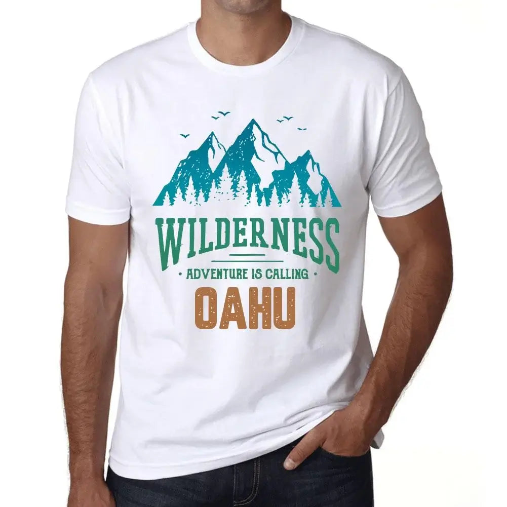 Men's Graphic T-Shirt Wilderness, Adventure Is Calling Oahu Eco-Friendly Limited Edition Short Sleeve Tee-Shirt Vintage Birthday Gift Novelty