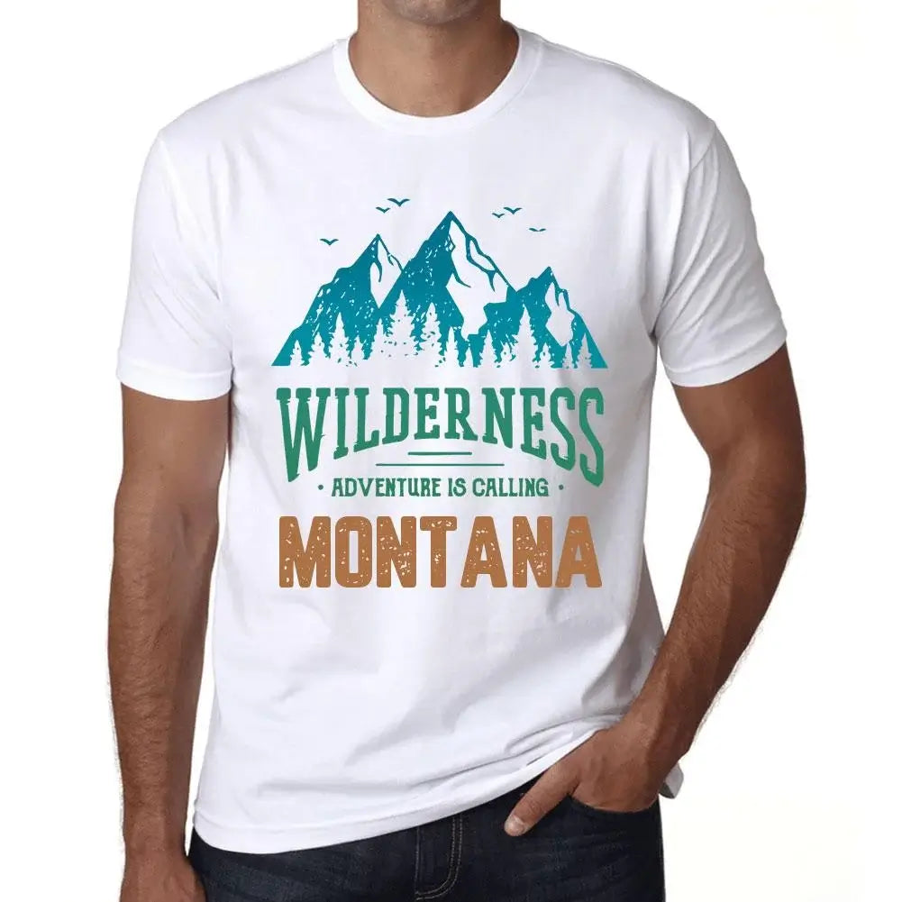 Men's Graphic T-Shirt Wilderness, Adventure Is Calling Montana Eco-Friendly Limited Edition Short Sleeve Tee-Shirt Vintage Birthday Gift Novelty