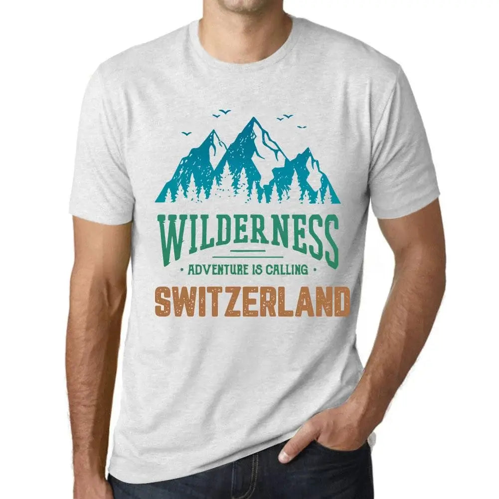 Men's Graphic T-Shirt Wilderness, Adventure Is Calling Switzerland Eco-Friendly Limited Edition Short Sleeve Tee-Shirt Vintage Birthday Gift Novelty