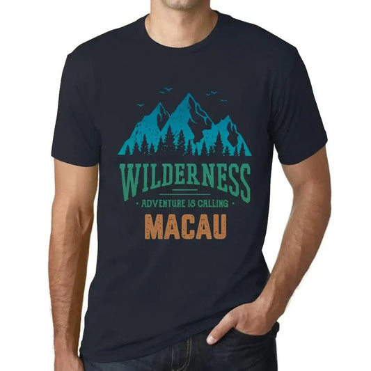 Men's Graphic T-Shirt Wilderness, Adventure Is Calling Macau Eco-Friendly Limited Edition Short Sleeve Tee-Shirt Vintage Birthday Gift Novelty
