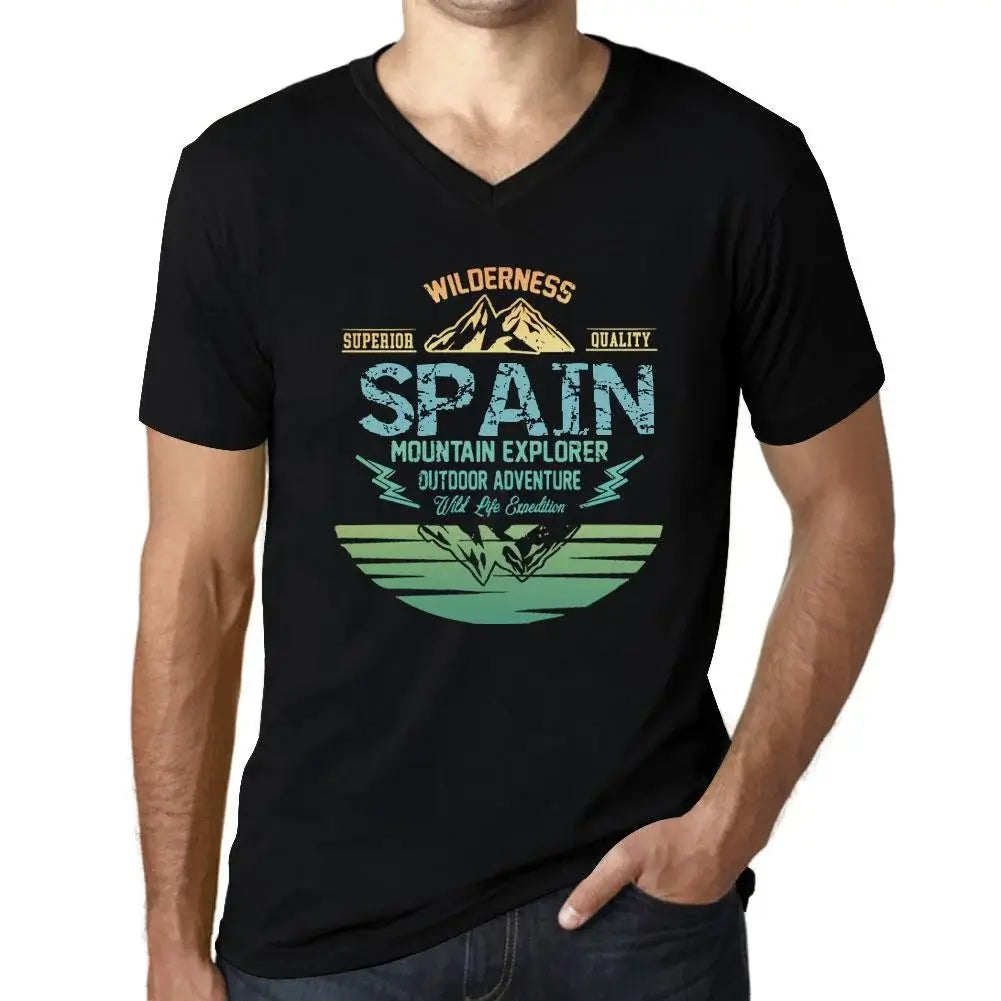 Men's Graphic T-Shirt V Neck Outdoor Adventure, Wilderness, Mountain Explorer Spain Eco-Friendly Limited Edition Short Sleeve Tee-Shirt Vintage Birthday Gift Novelty