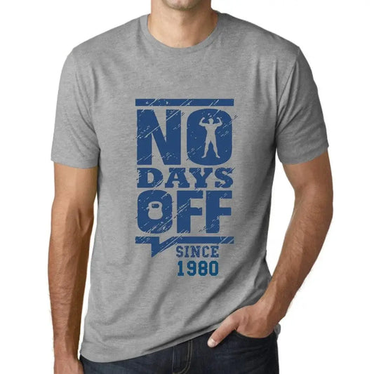 Men's Graphic T-Shirt No Days Off Since 1980 44th Birthday Anniversary 44 Year Old Gift 1980 Vintage Eco-Friendly Short Sleeve Novelty Tee