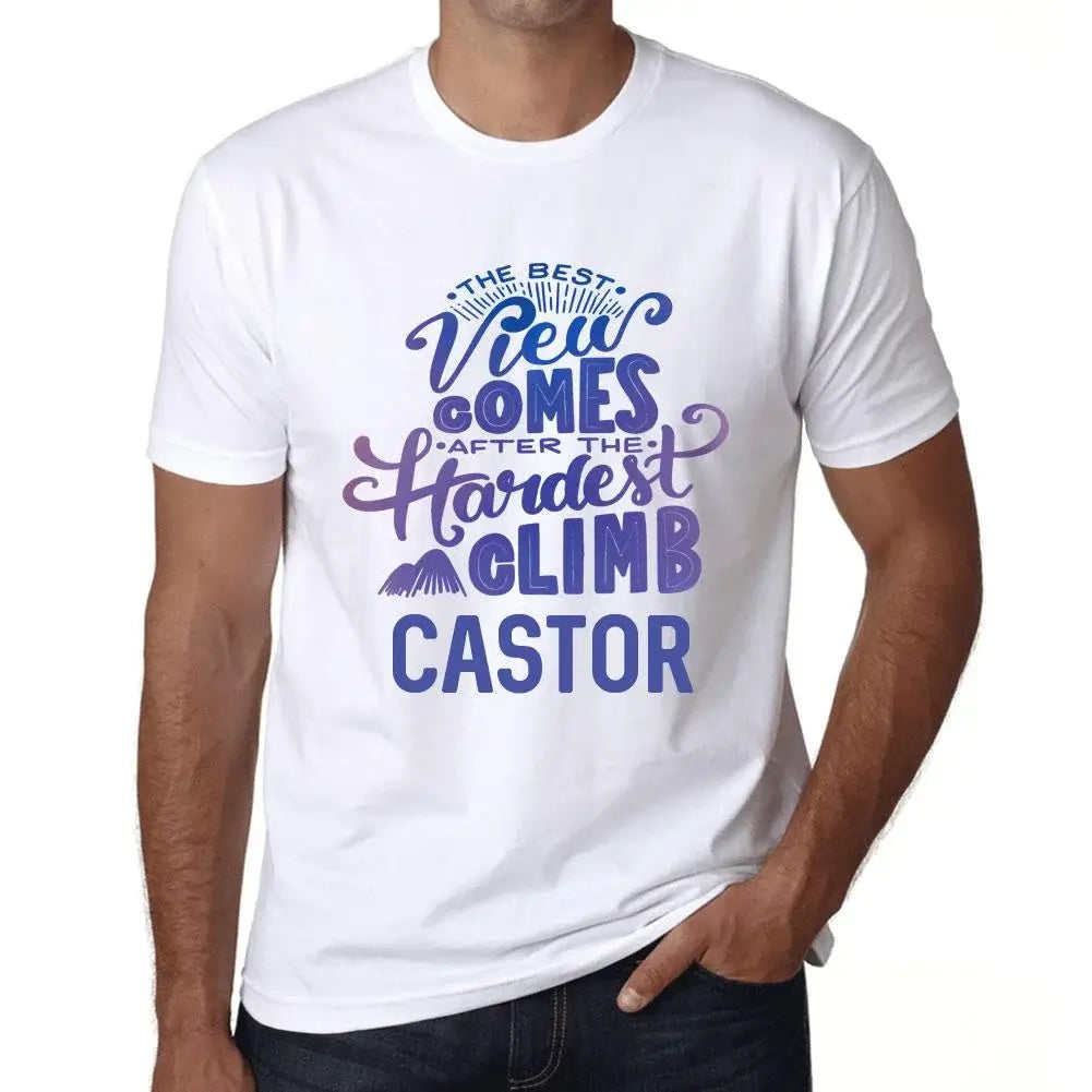 Men's Graphic T-Shirt The Best View Comes After Hardest Mountain Climb Castor Eco-Friendly Limited Edition Short Sleeve Tee-Shirt Vintage Birthday Gift Novelty