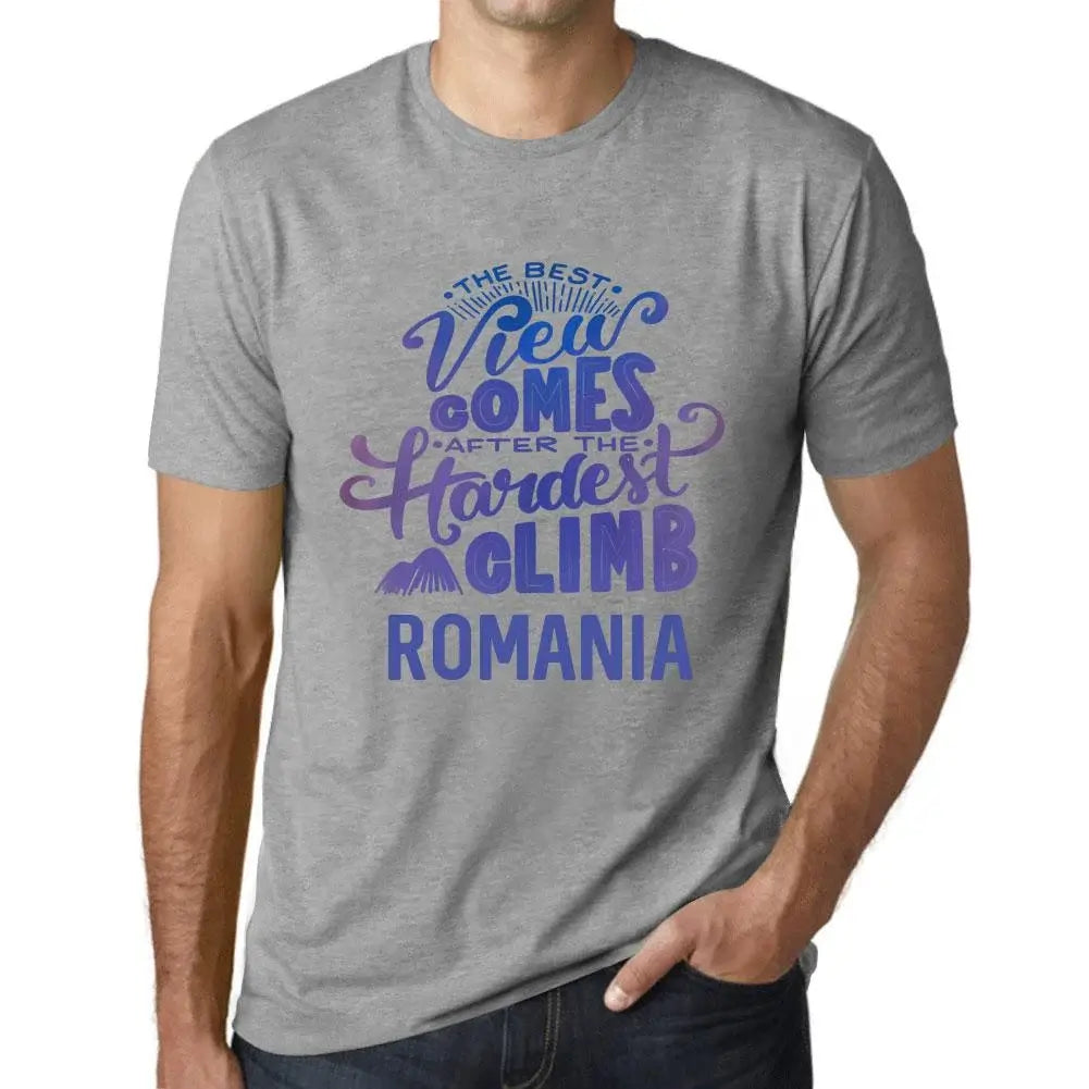 Men's Graphic T-Shirt The Best View Comes After Hardest Mountain Climb Romania Eco-Friendly Limited Edition Short Sleeve Tee-Shirt Vintage Birthday Gift Novelty