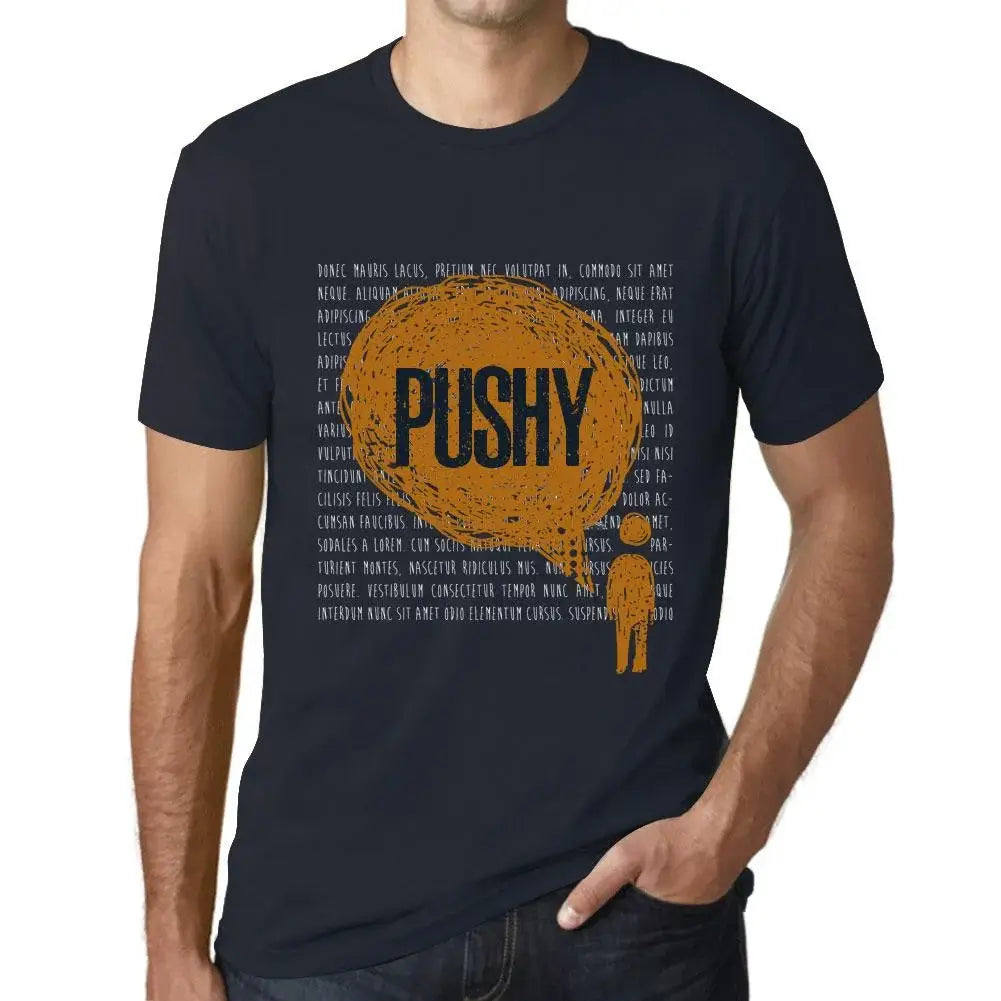 Men's Graphic T-Shirt Thoughts Pushy Eco-Friendly Limited Edition Short Sleeve Tee-Shirt Vintage Birthday Gift Novelty
