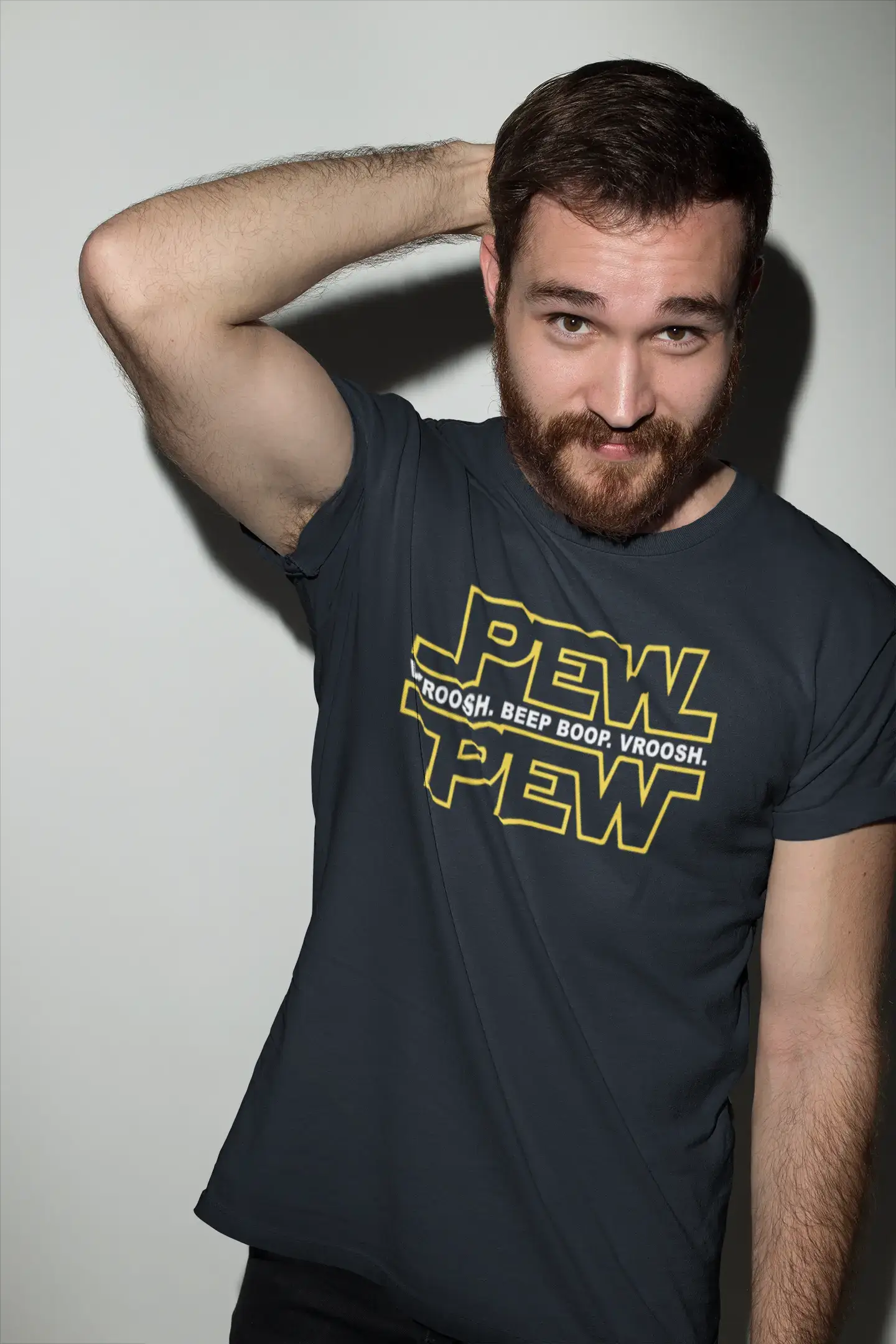 Graphic Men's Pew Pew T-Shirt Lemon Letter Print Tee French Navy