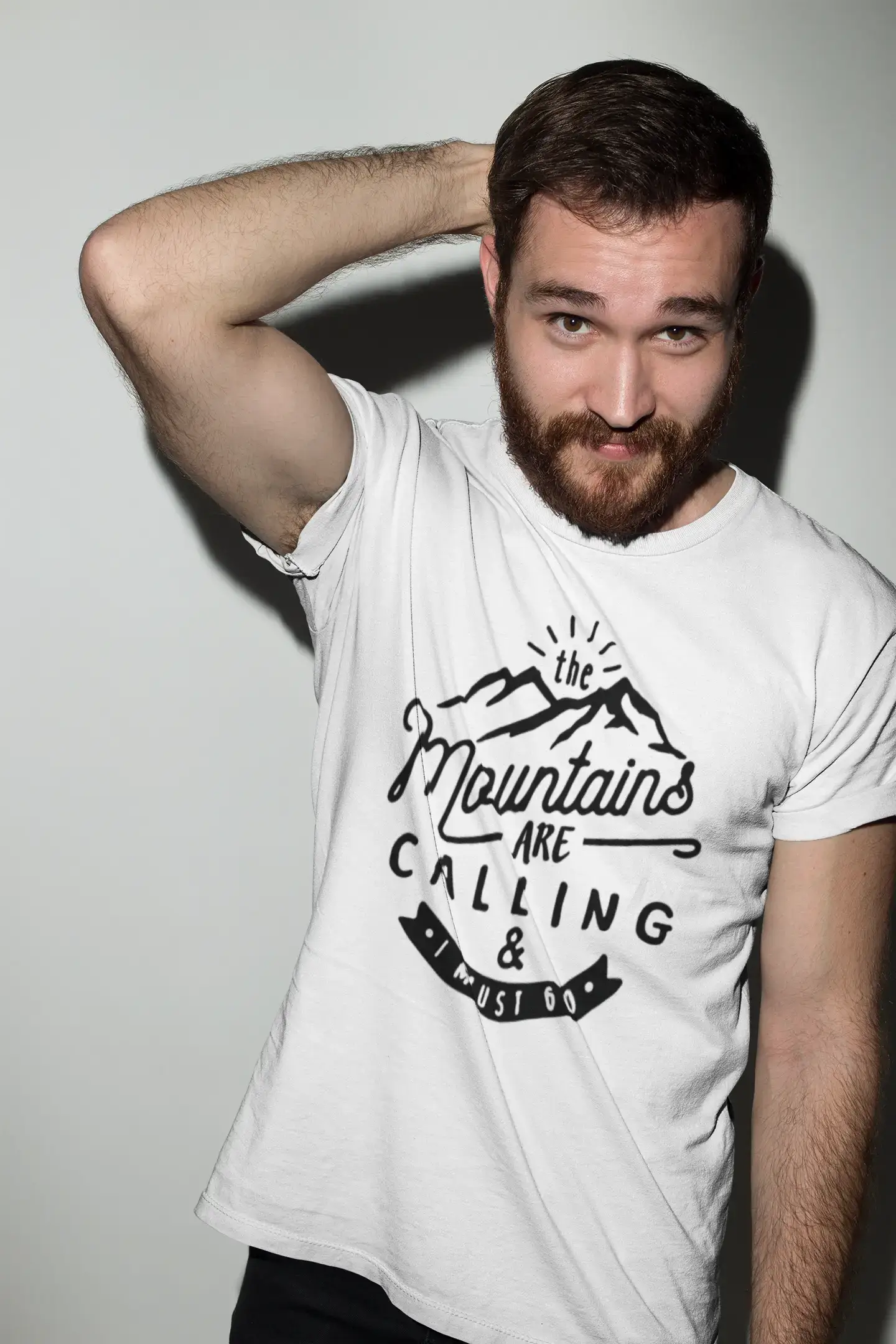 ULTRABASIC - Graphic Printed Men's The Mountains Are Calling And I Must Go Hiking Tee White