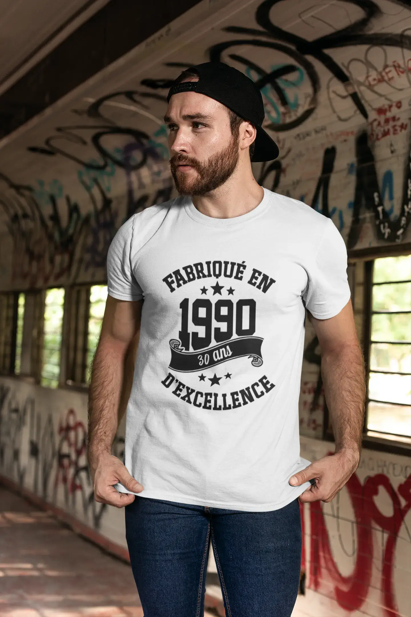 Ultrabasic® Fabriqué en 1990, 30 Ans d'être Génial T-Shirt Blanc Ch