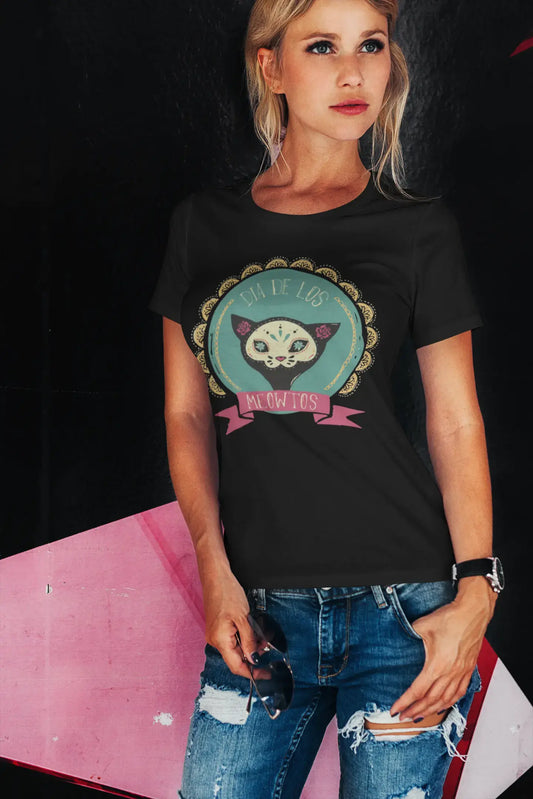 ULTRABASIC Women's Organic T-Shirt - Cat Funny - Día de Los Meowtos Shirt