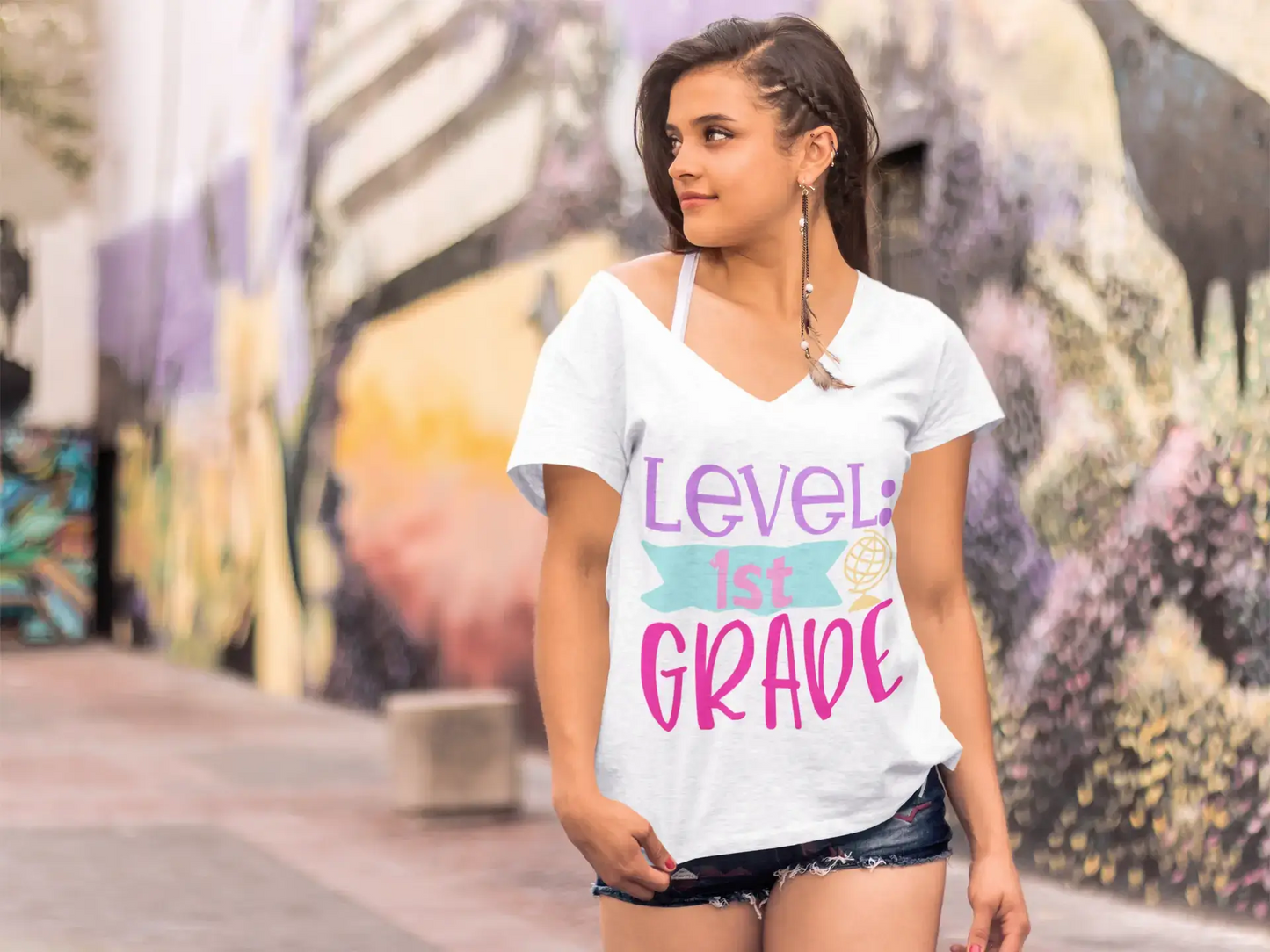 ULTRABASIC Women's T-Shirt Level 1st Grade - Short Sleeve Tee Shirt Tops