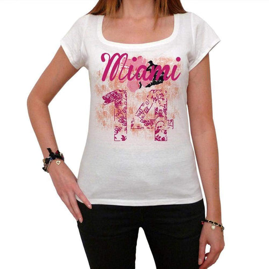 14, Miami, Women's Short Sleeve Round Neck T-shirt 00008 - ultrabasic-com