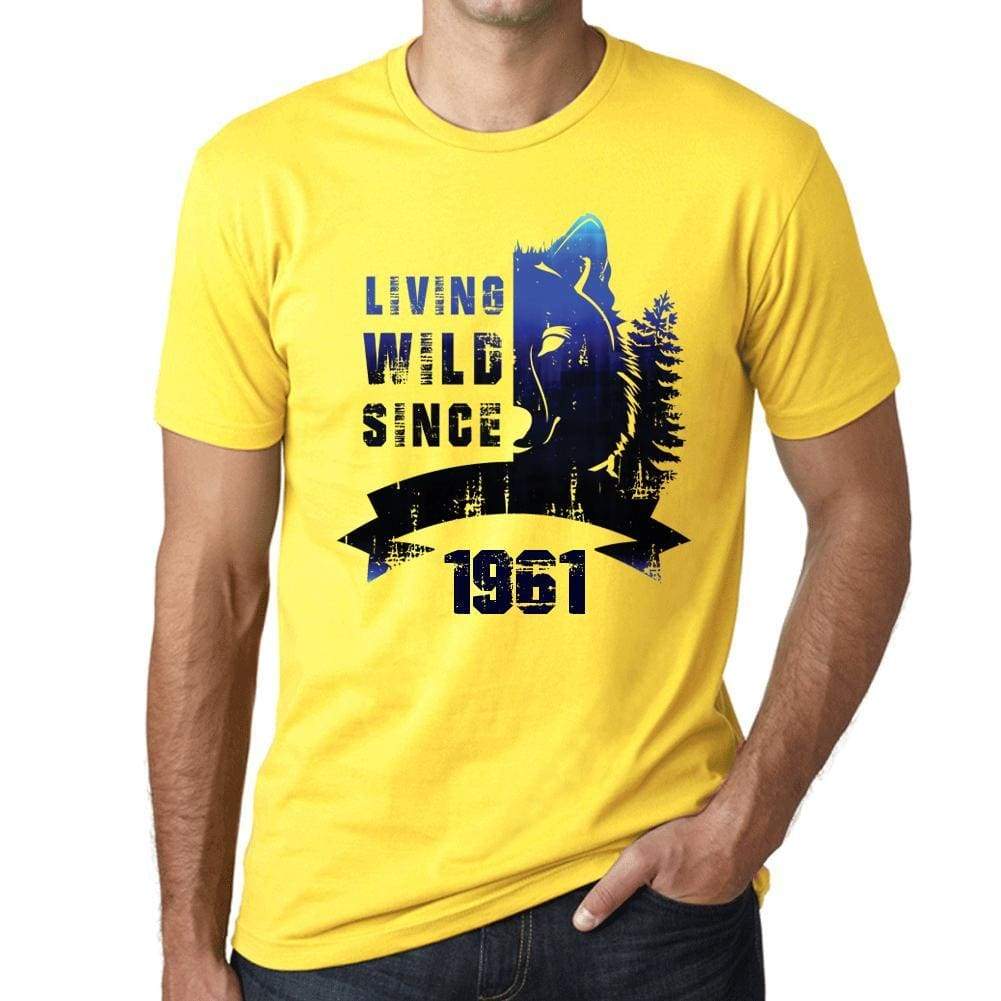 1961, Living Wild 2 Since 1961 Men's T-shirt Yellow Birthday Gift 00516 - ultrabasic-com