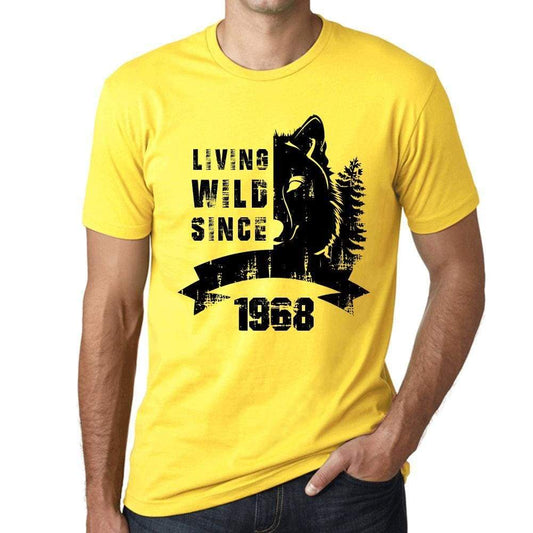 1968, Living Wild Since 1968 Men's T-shirt Yellow Birthday Gift 00501 - ultrabasic-com