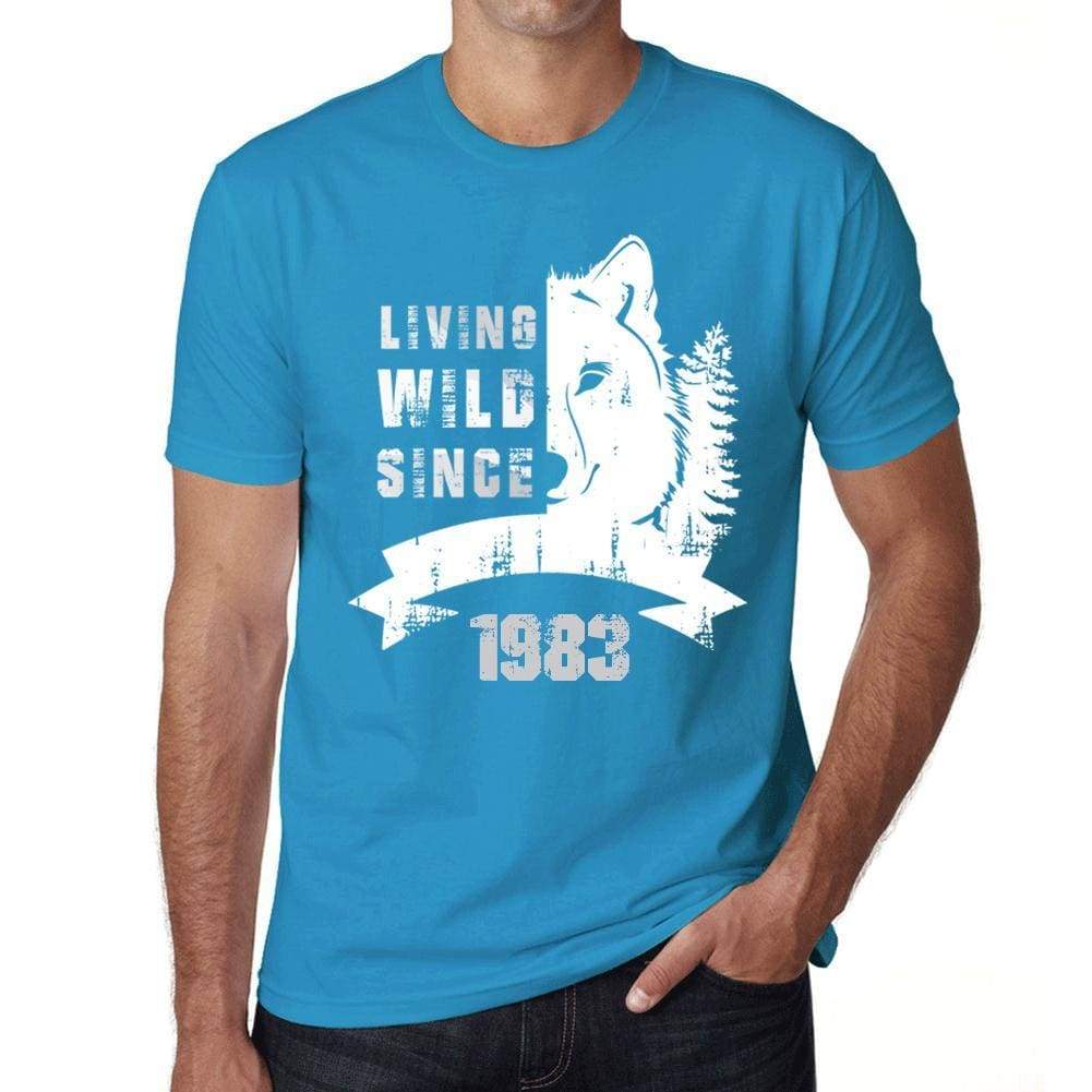 1983, Living Wild Since 1983 Men's T-shirt Blue Birthday Gift 00499 - ultrabasic-com