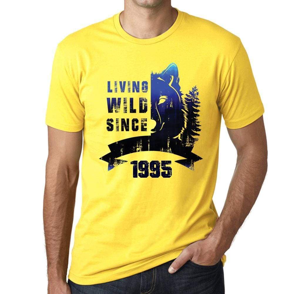 1995 Living Wild 2 Since 1995 Mens T-Shirt Yellow Birthday Gift 00516 - Yellow / Xs - Casual