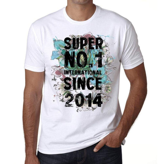2014 Super No.1 Since 2014 Mens T-Shirt White Birthday Gift 00507 - White / Xs - Casual