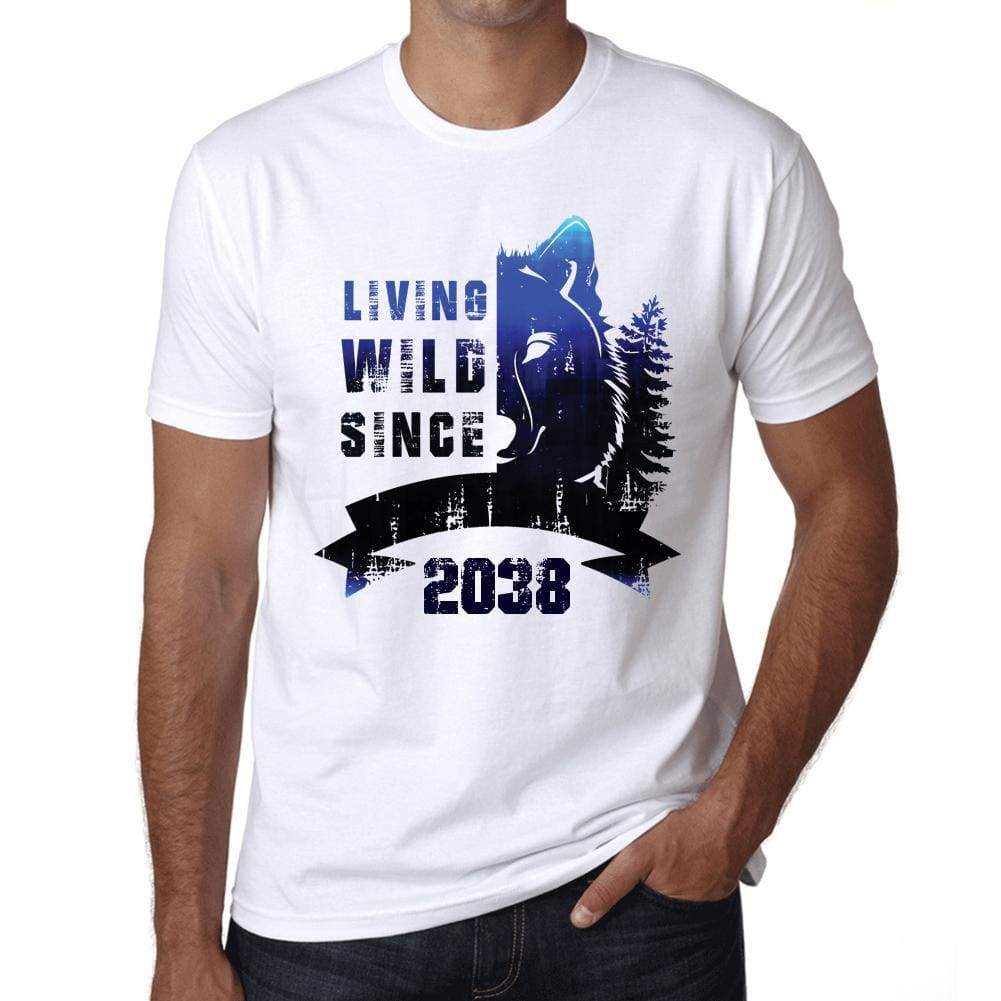 2038 Living Wild Since 2038 Mens T-Shirt White Birthday Gift 00508 - White / Xs - Casual