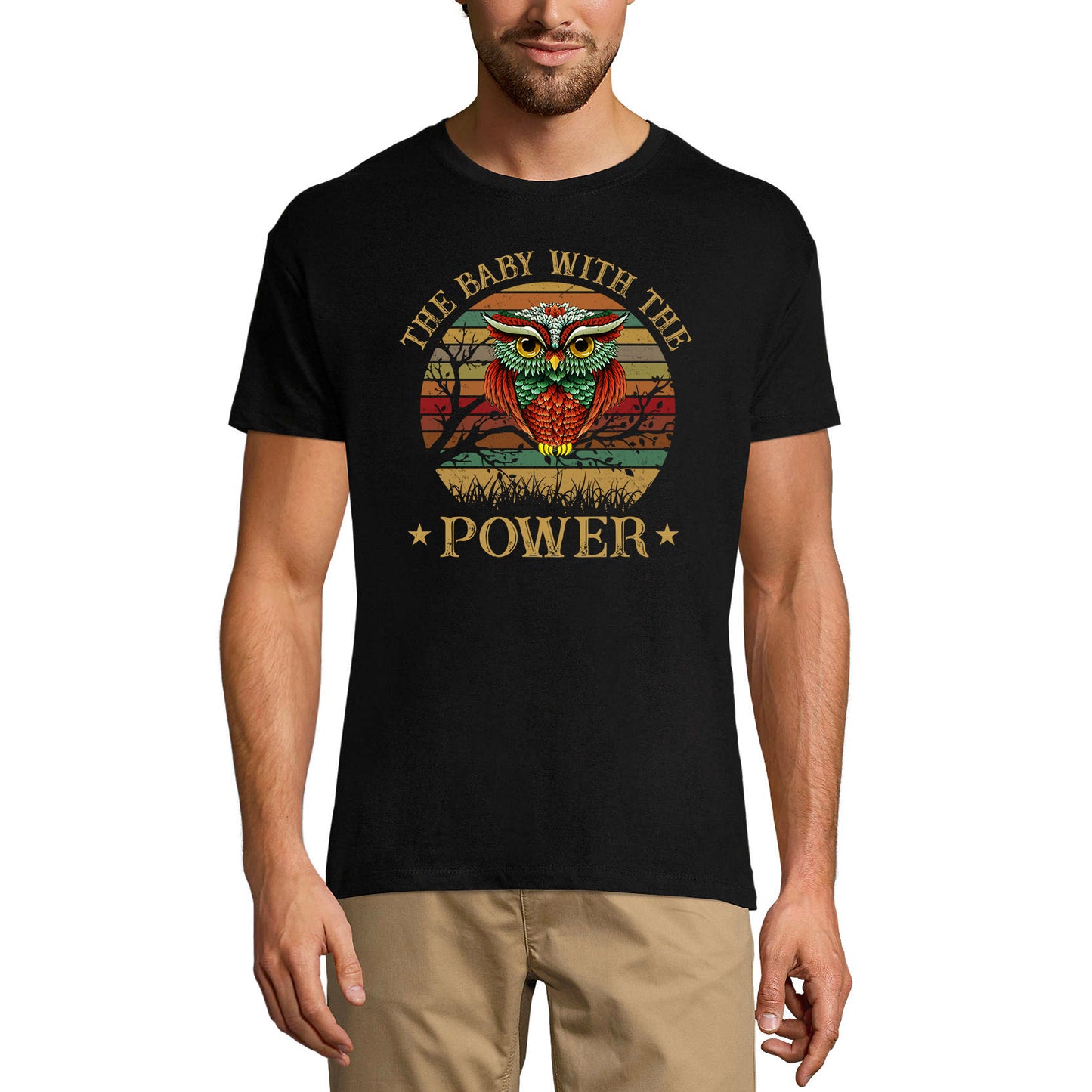 ULTRABASIC Men's Vintage T-Shirt Retro the Baby With the Power - Owl Tee Shirt