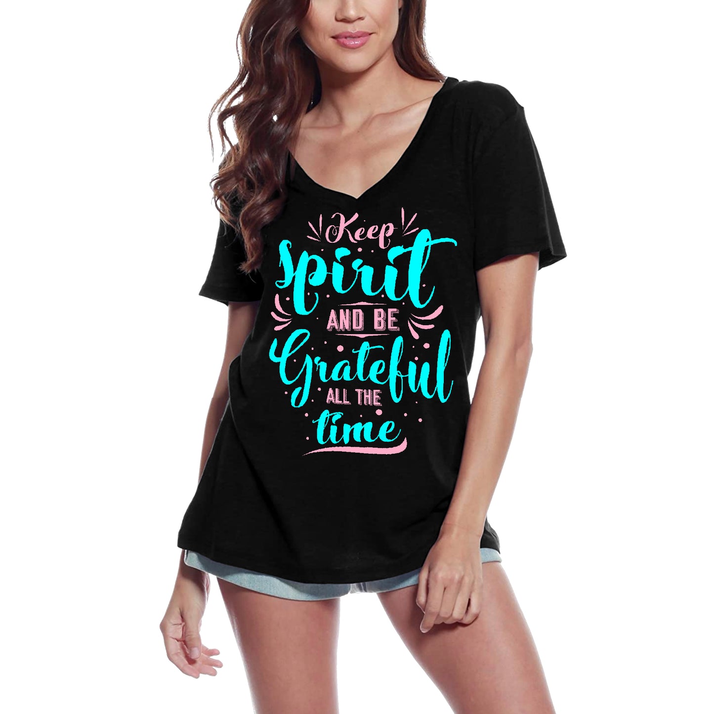 ULTRABASIC Women's T-Shirt Keep Spirit - Be Grateful All The Time - Thanksgiving