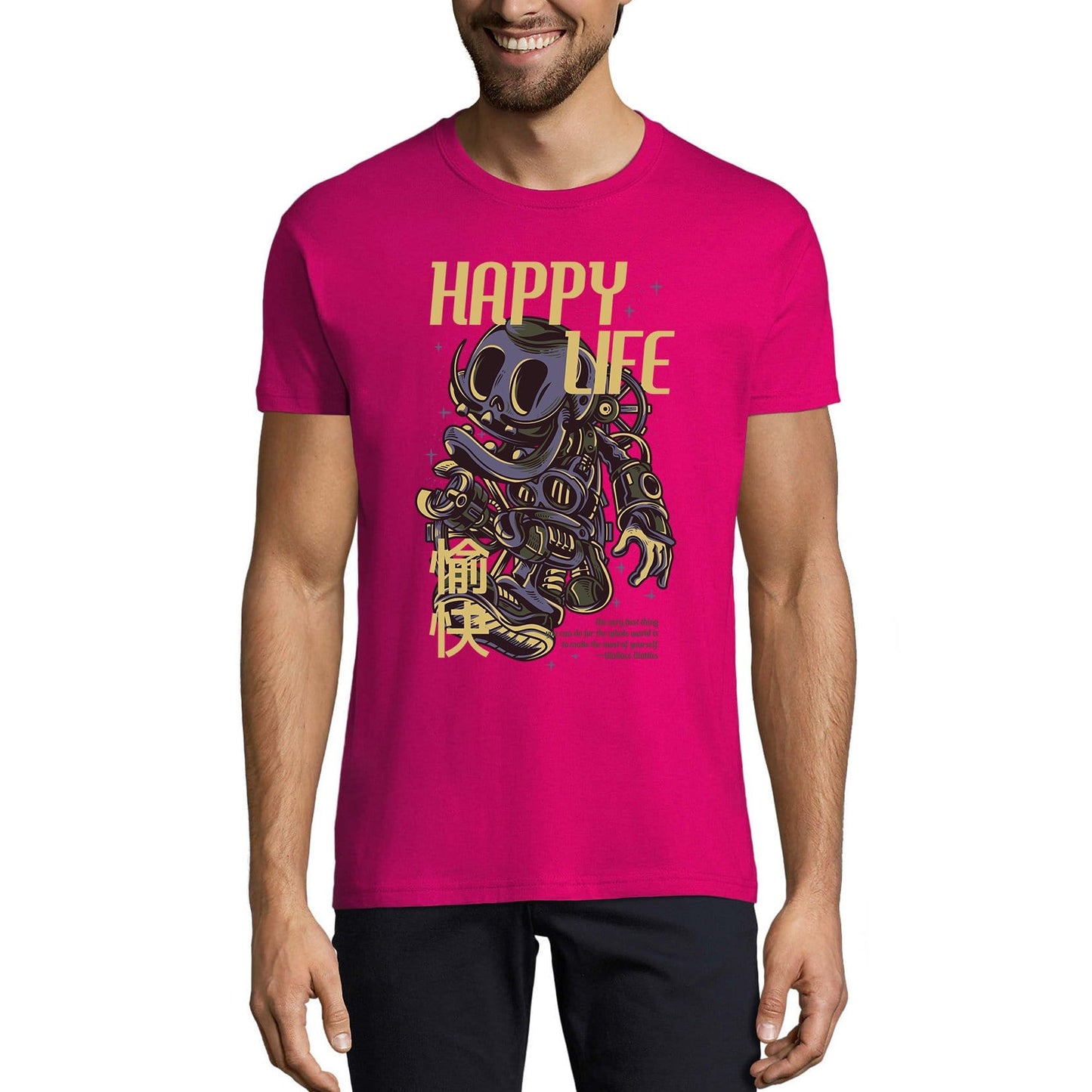 ULTRABASIC Men's Novelty T-Shirt Happy Life - Robot Scary Tee Shirt