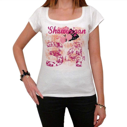 34 Shawinigan City With Number Womens Short Sleeve Round White T-Shirt 00008 - Casual