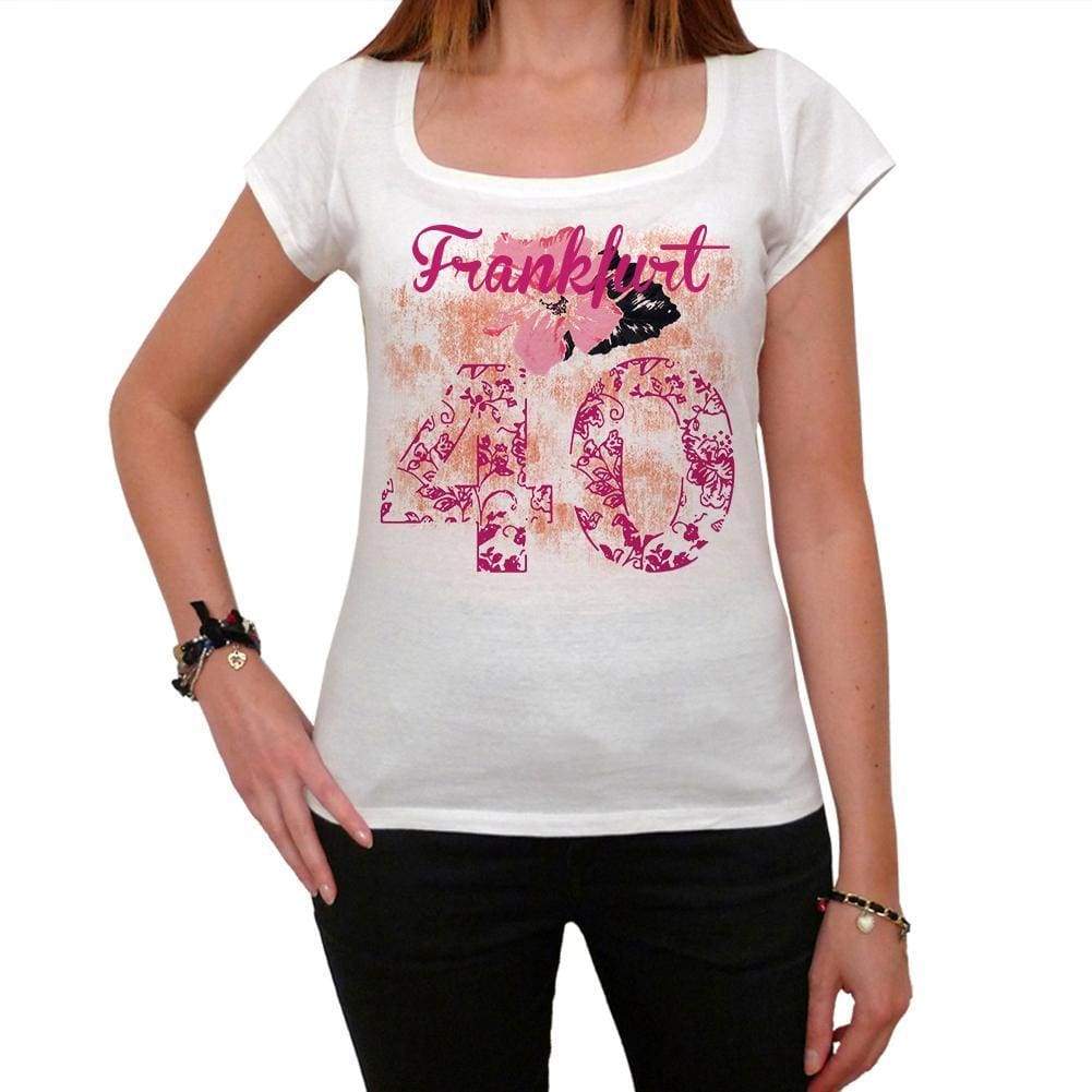 40 Frankfurt City With Number Womens Short Sleeve Round White T-Shirt 00008 - White / Xs - Casual