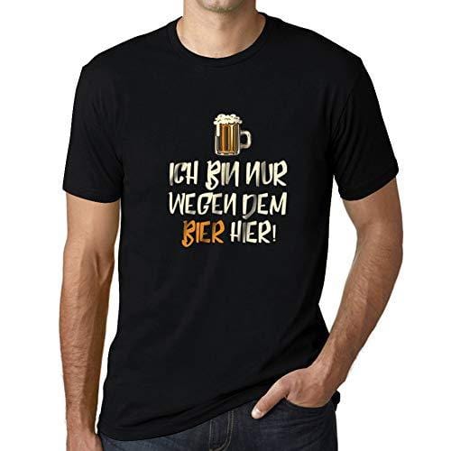 Ultrabasic - Homme T-Shirt Graphique Ich Bin Nur Wegen dem Bier Hier Noir Profond