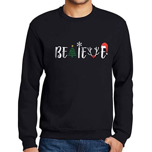 Ultrabasic - Homme Imprimé Graphique Sweat-Shirt Noël Croire Arbre Idées Cadeaux de Noël