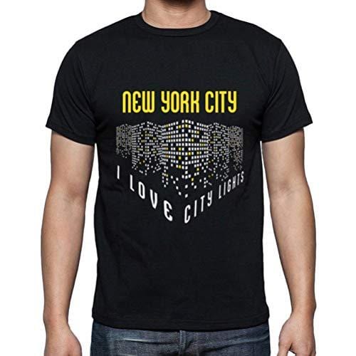 Ultrabasic - Homme T-Shirt Graphique J'aime New York City Lumières Noir Profond