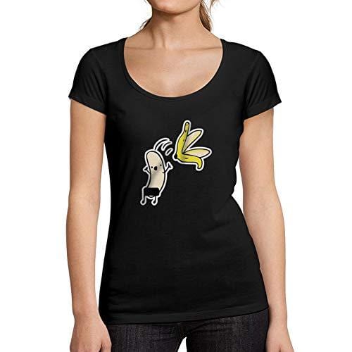 Ultrabasic - Tee-Shirt Femme col Rond Décolleté Peeled Banana Funny Noir Profond