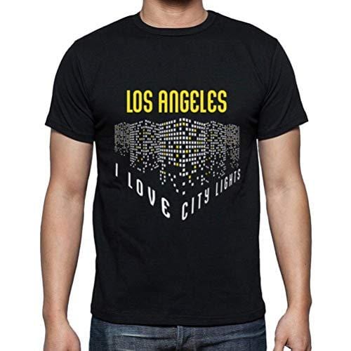 Ultrabasic - Homme T-Shirt Graphique J'aime Los Angeles Lumières Noir Profond